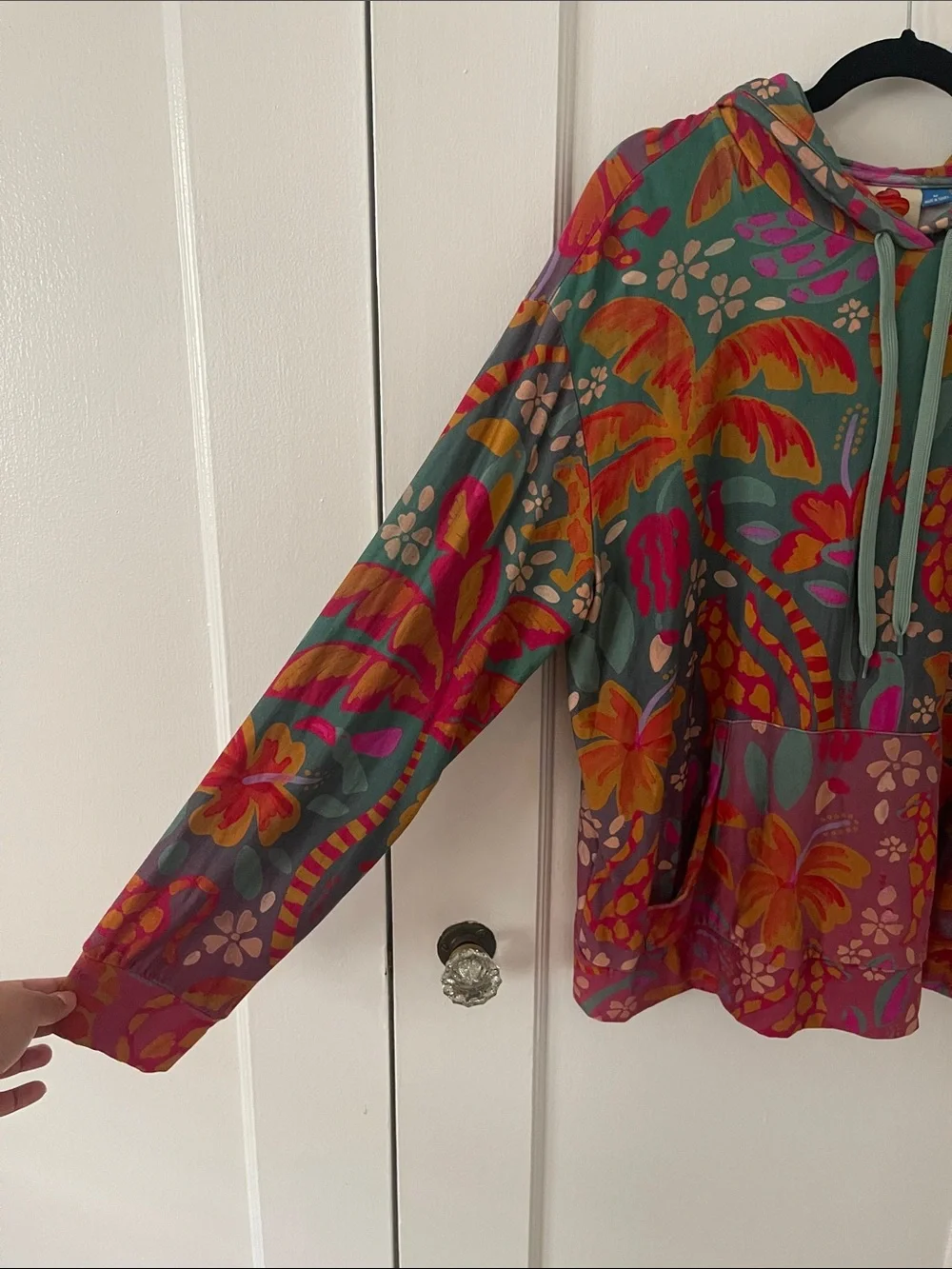 FARM Rio Teal & Pink Floral Pullover Hoodie